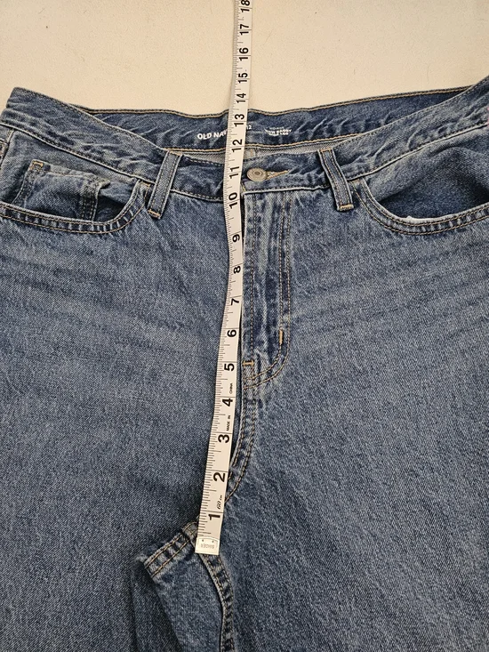 OLD NAVY 100% Cotton Wide-Leg Mid-Rise WOW Baggy Womens Jeans Washed Blue Sz 12T - Picture 9 of 16